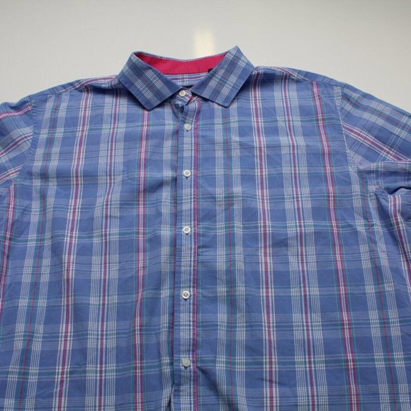 Charleston Threads Shirt Men XXL Multicolor Cotton Blue Pink Plaid 2XL - Picture 5 of 5